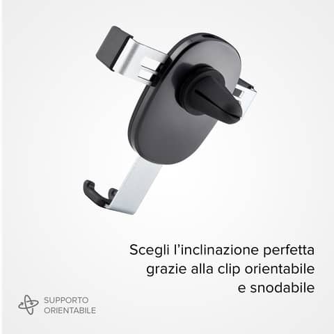 Supporto smartphone universale a clip SBS da bocchetta aerazione con funzione gravity nero - TESUPPCLIPGRAVK
